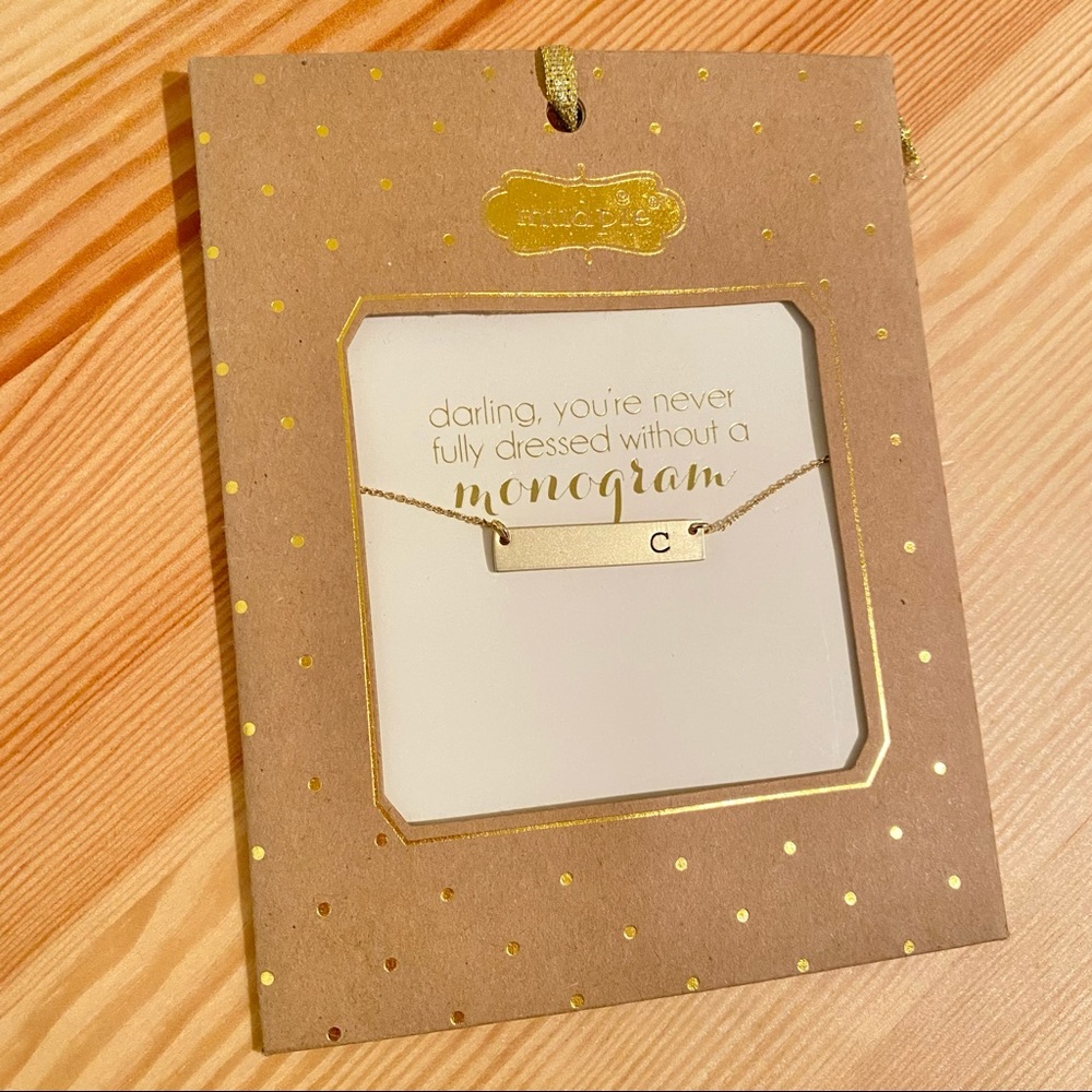 NEW Mud Pie Chelsea Monogram Initial Bar Necklace